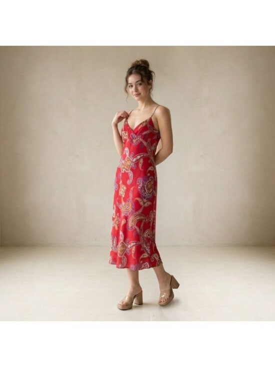Arden B Dresses & Skirts - Vintage Arden B Y2K Coquette Paisley Slip Dress Red Purple Small